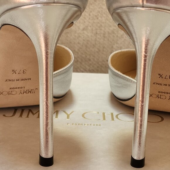 immy Choo Teja 100mm Silver Leather Crystal D'orsay Pump - Picture 10 of 13